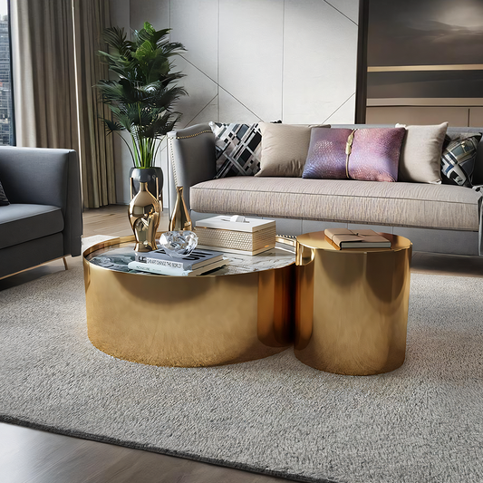 Luxury Gold Marble Coffee Table Set | Rocco Vesta