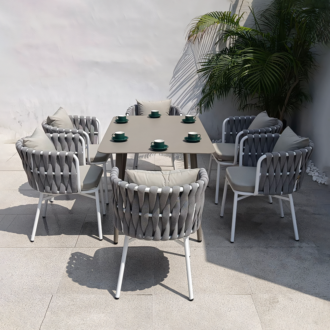 Vallee Rattan Dining Chair, Outdoor, Black Metal, For Display x 4