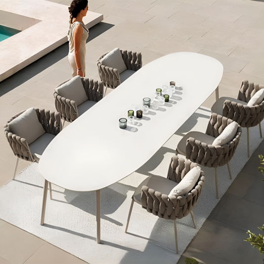 Vallee Rattan Outdoor Dining Table Set | Rocco Vesta