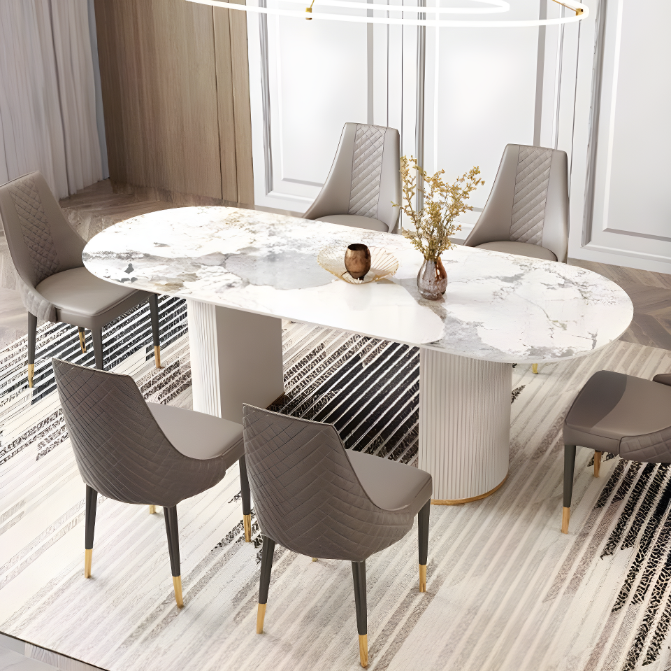 Costanza White Sintered Stone Dining Table | Rocco Vesta