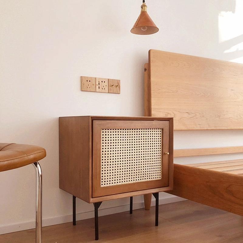 Cane Bedside Table, Natural Rattan & Wood | Weilai Concept
