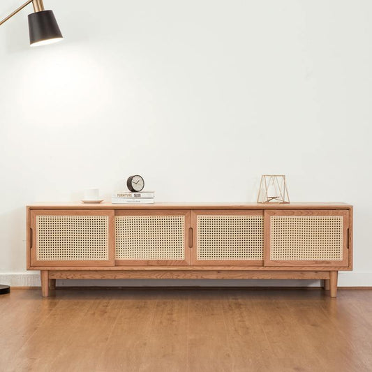 Cane TV Stand, Natural Rattan & Wood | Weilai Concept