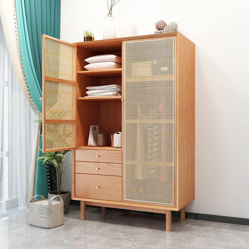 Cane Wardrobe, Hallway Storage, Natural Rattan & Oak | Weilai Concept