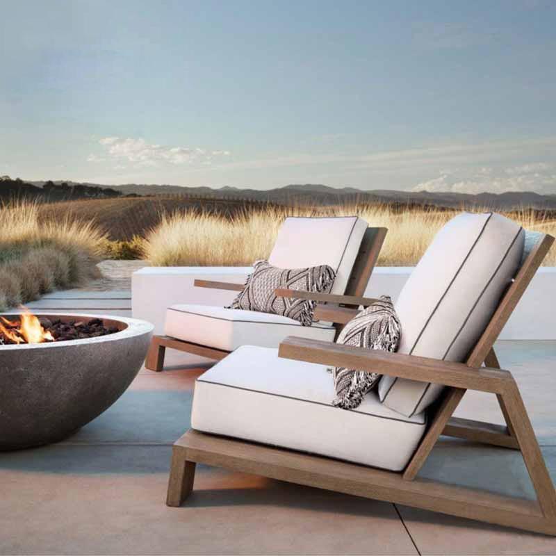 Chandler Oak Lounge Chair And Ottoman, Outdoor Chair | Weilai Concept