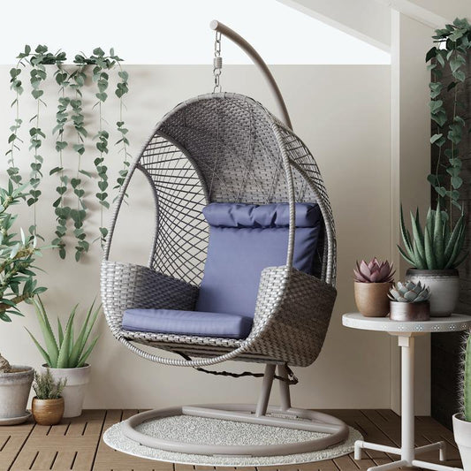 Cottle Rattan Garden Hanging Egg Chair with Stand, Indoor/ Outdoor Furniture | Weilai Concept