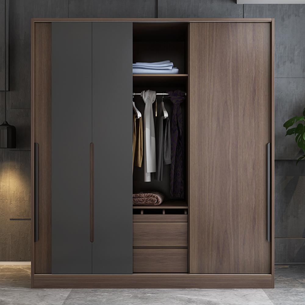 KA9336 Wardrobe, Rosewood & Black | Weilai Concept