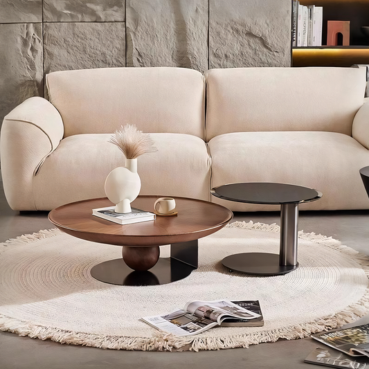 Ian Round Solid Wood Designer Coffee Table Set | Rocco Vesta