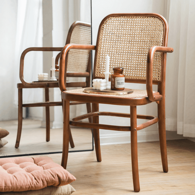 Paris G04 Rattan Dining Chair, Walnut | Weilai Concept