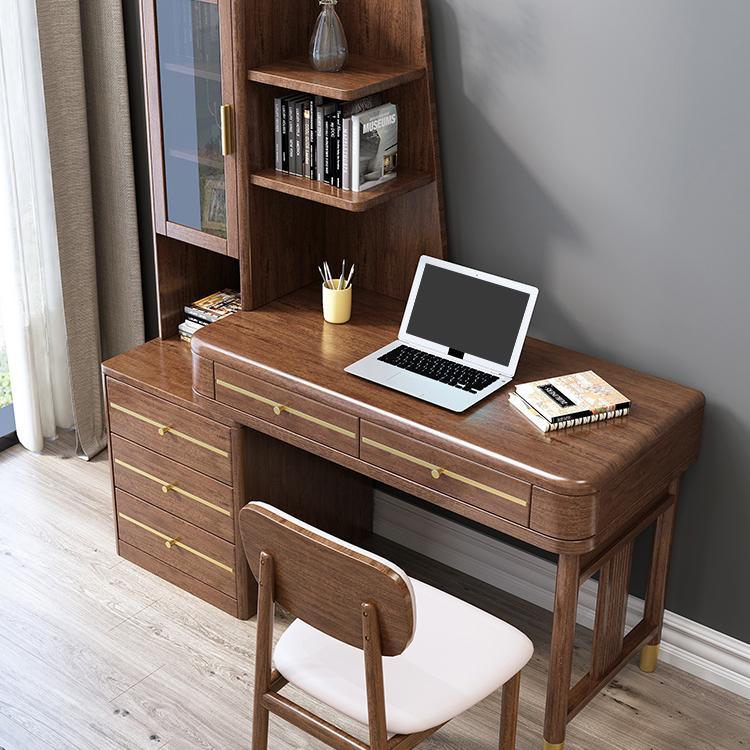 SK21 Office Desk With Side Storage, Rosewood & Gold | Weilai Concept