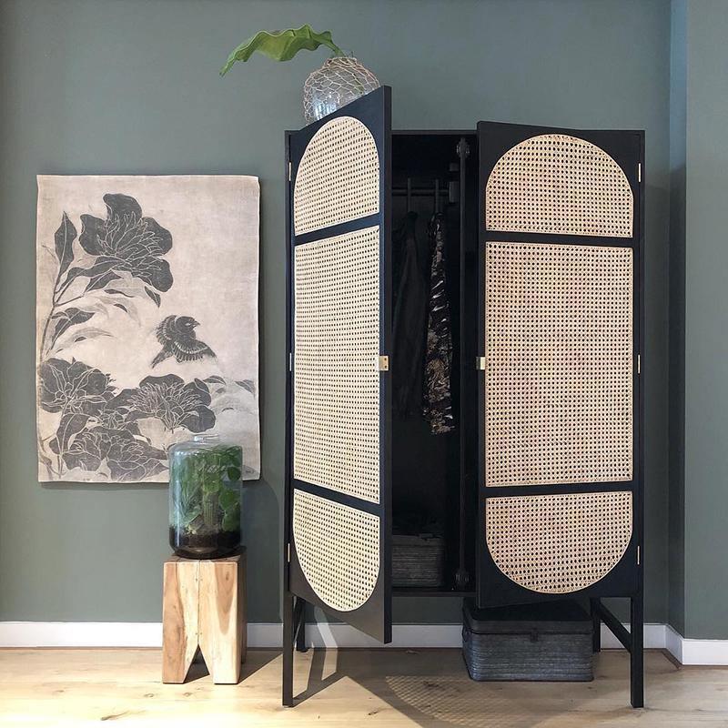 Tandy Black Rattan Wardrobe | Weilai Concept