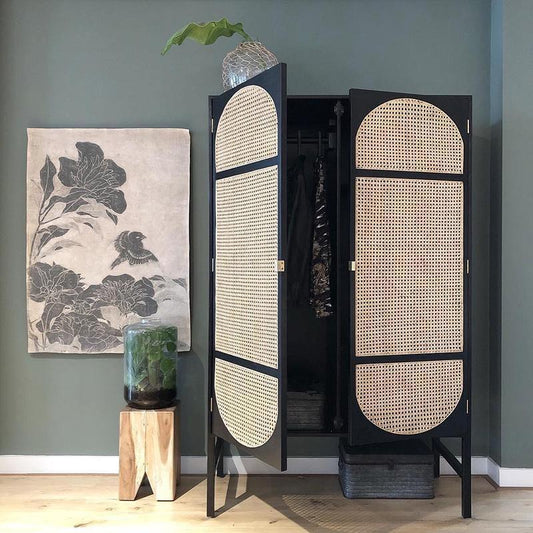 Tandy Black Rattan Wardrobe | Weilai Concept